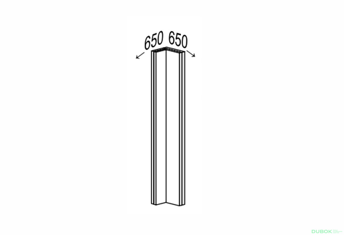 Spodní roh H 90°/820 klamání