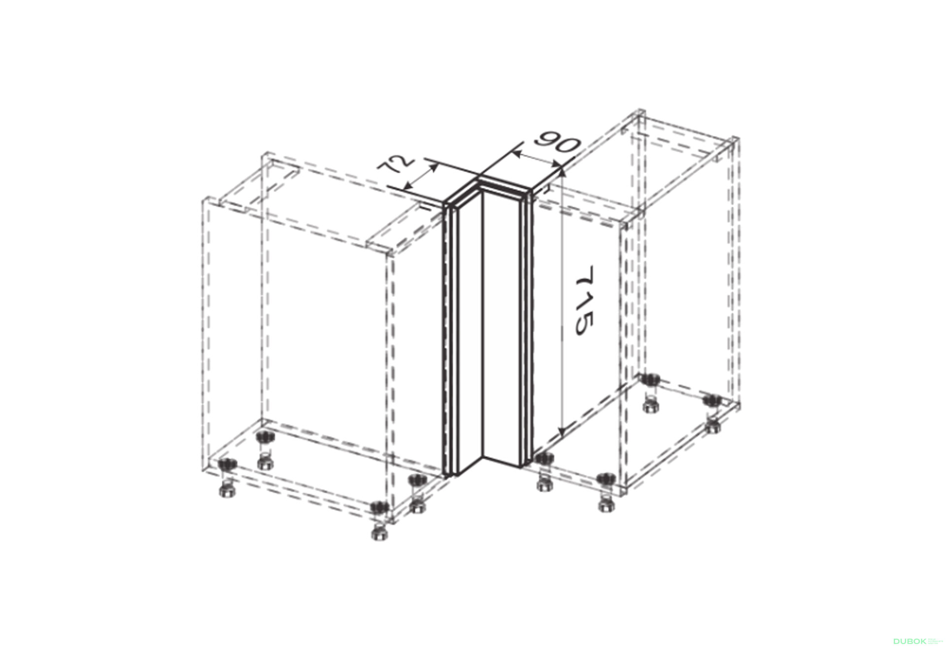 Obrázek 2 - Spodní roh H 90°/820 klamání