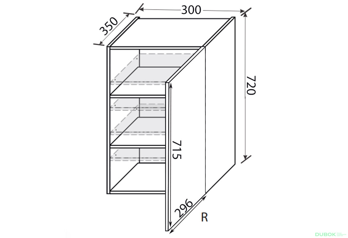 Obrázek 2 - Vrchní 30V/720 1dveře pravé Millenium