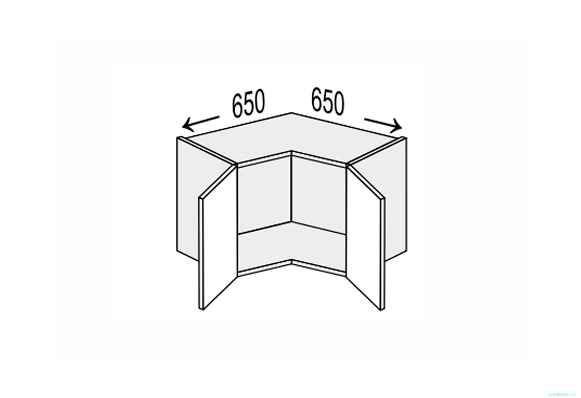 Obrázek 1 - Vrchní roh V 90°/360 2dveřový Pro Blum Millenium Premium