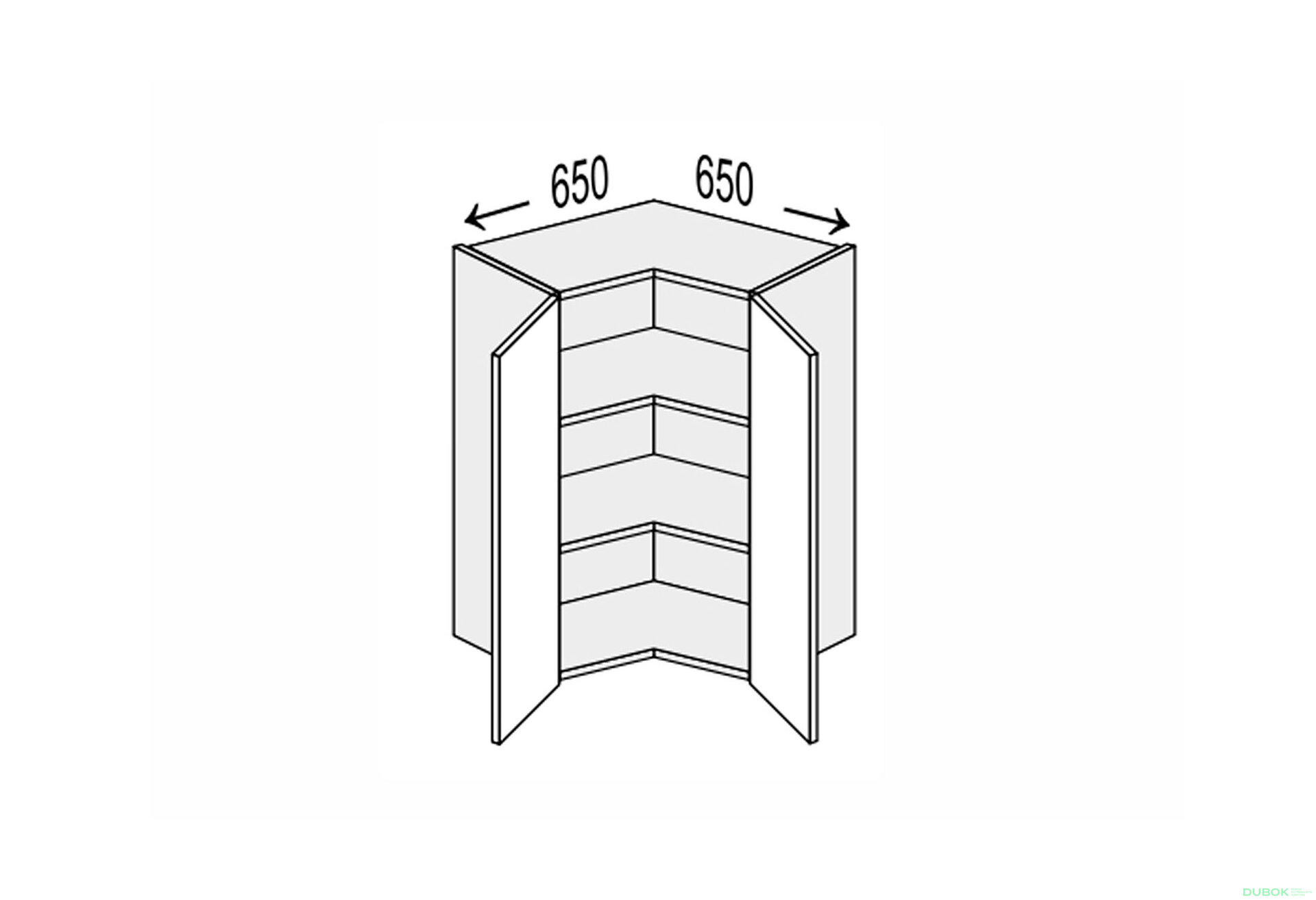 Obrázek 1 - Vrchní roh V 90°/720 2dv Pro Blum Millenium Premium