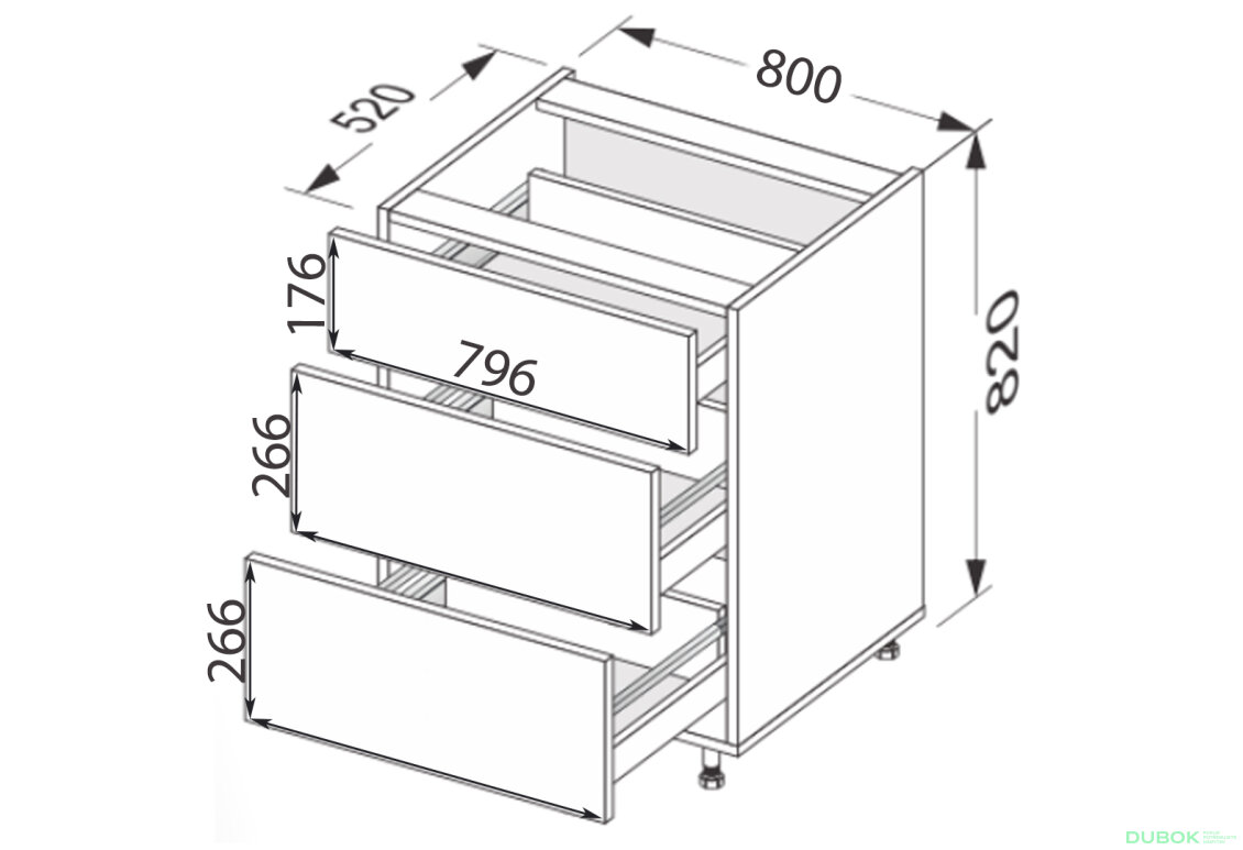 Obrázek 2 - Spodní 80N3ŠX/820 Pro Hettich Millenium Premium