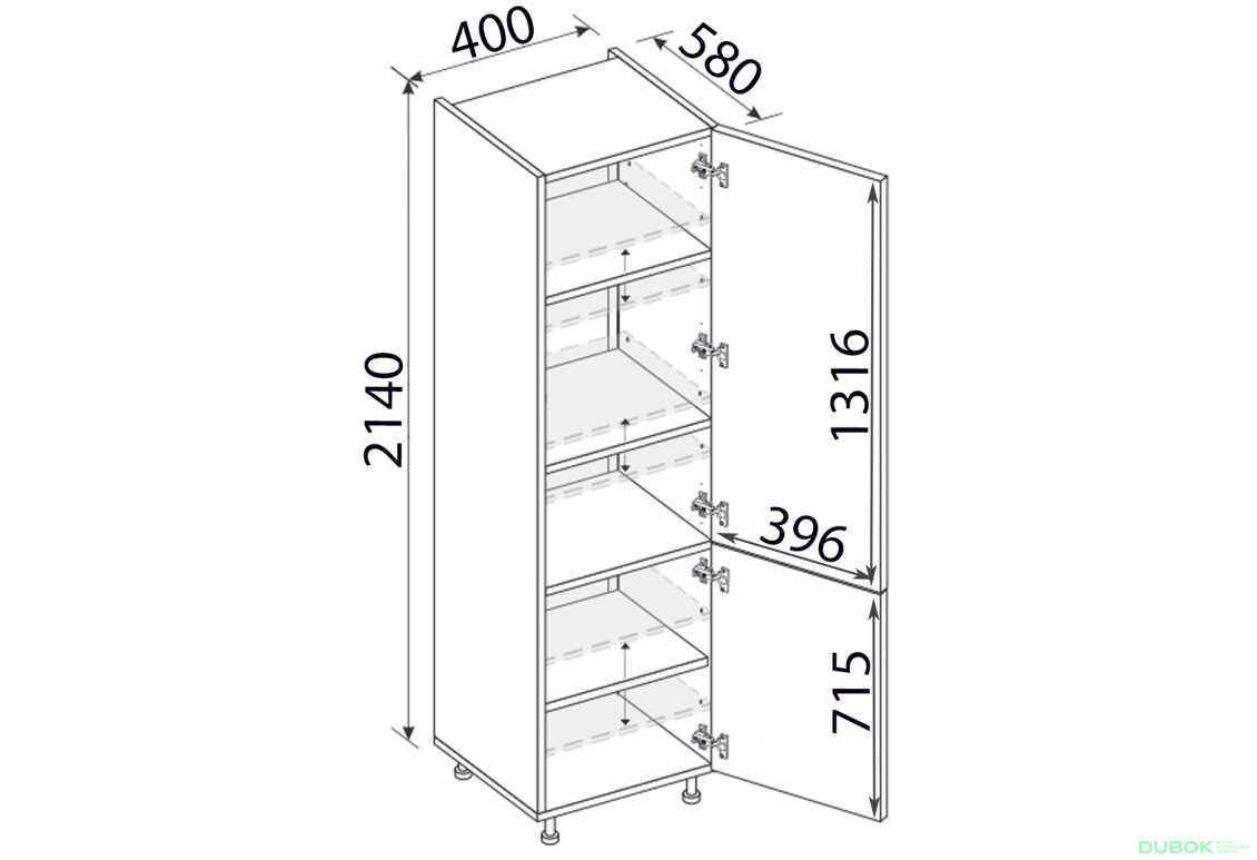 Obrázek 2 - Skříňka 40P/2140 Pro Blum pravá Millenium Premium