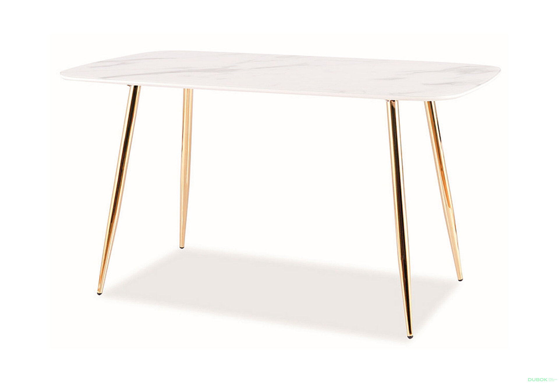 Obrázek 1 - Stůl Ceres 140x80 mramorový efekt, bílý / zlatý