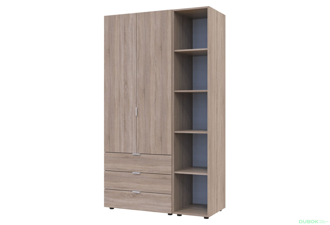Skříň dvoudveřová s regálem Gelar 115.7 cm Dub sonoma