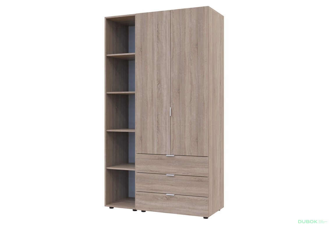 Obrázek 2 - Skříň dvoudveřová s regálem Gelar 115.7 cm Dub sonoma