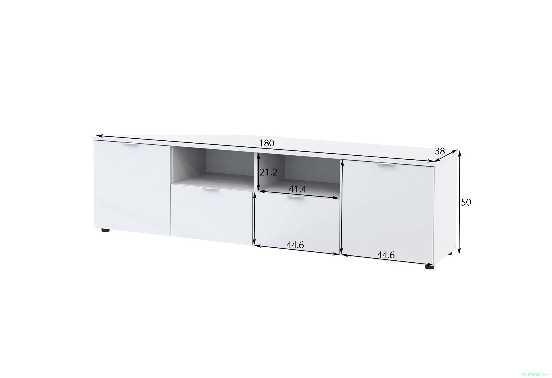 Obrázek 4 - TV stolek s dvířky a zásuvkami Ron 4 180 cm Bílý Vystavený kus