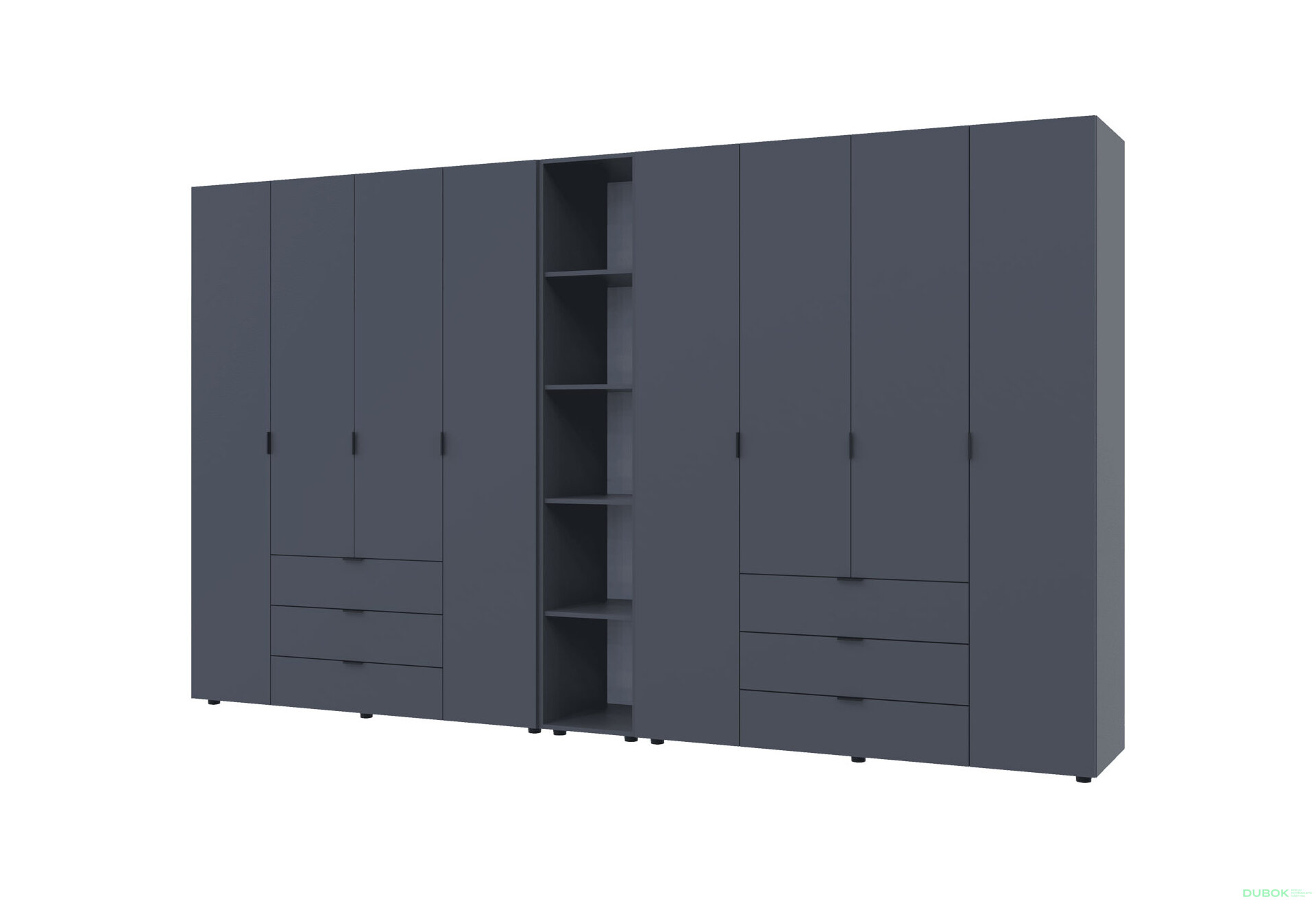 Obrázek 1 - Skříň osmidveřová s regálem Gelar 348.2 cm Grafit