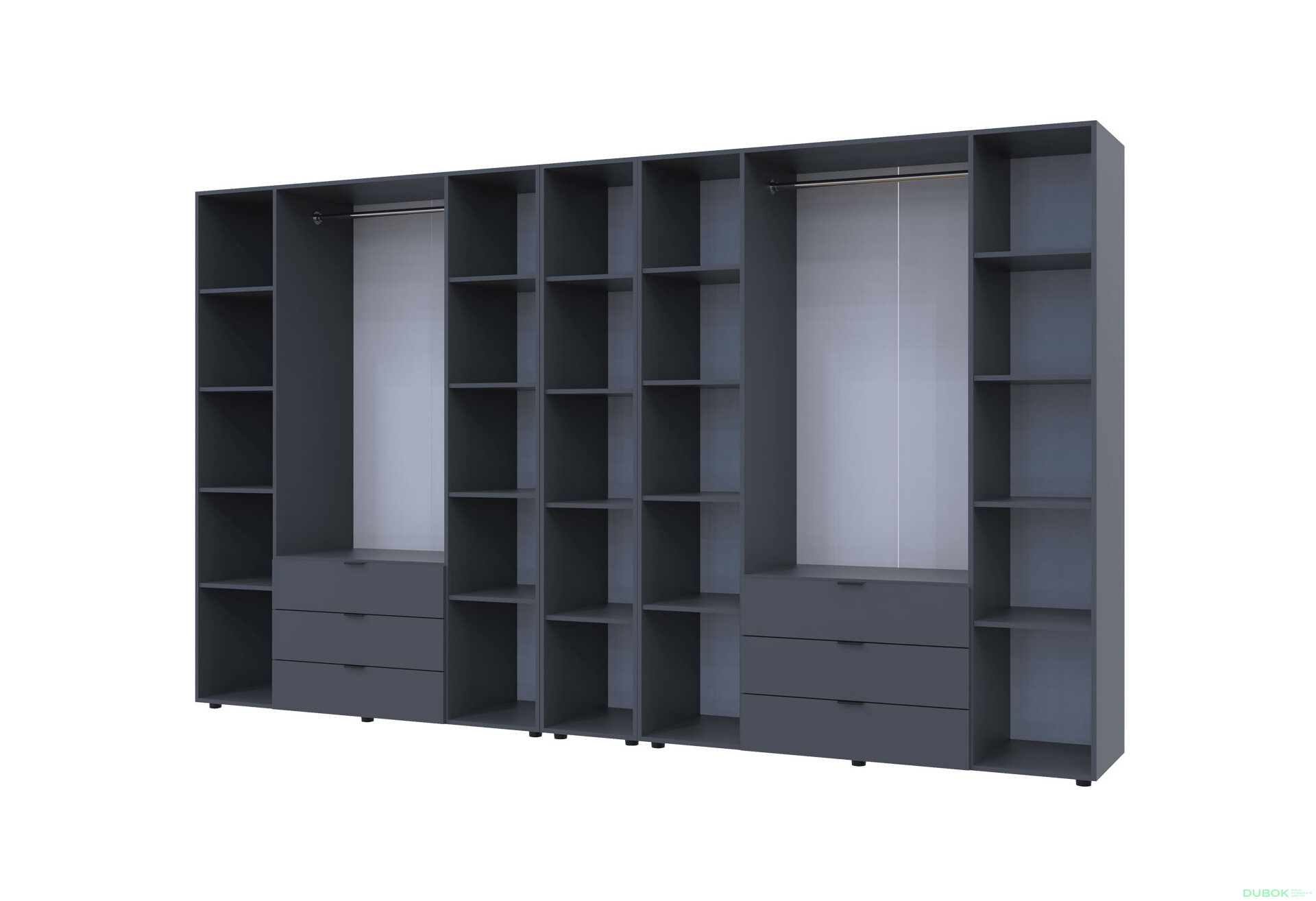 Obrázek 3 - Skříň osmidveřová s regálem Gelar 348.2 cm Grafit