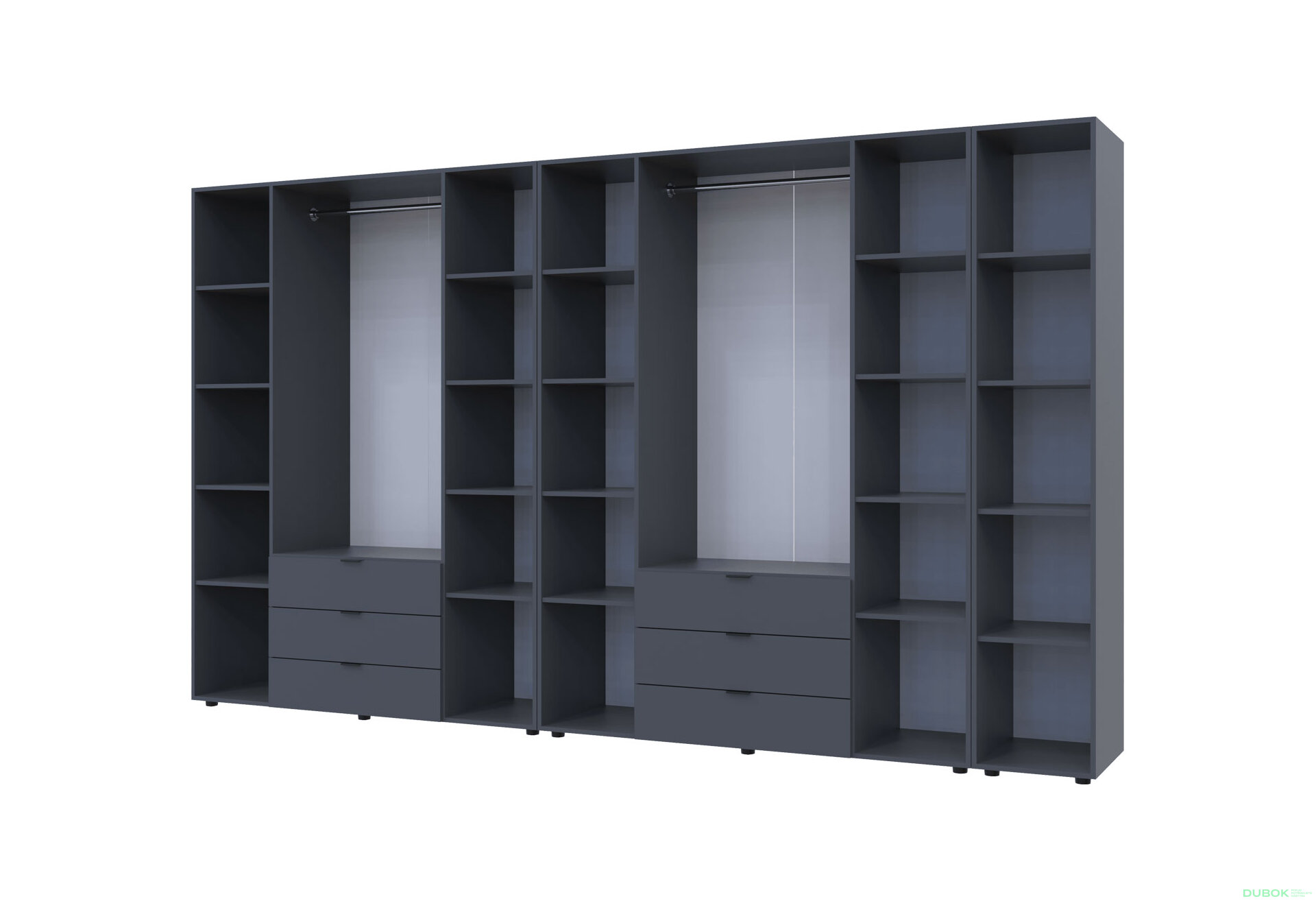 Obrázek 4 - Skříň osmidveřová s regálem Gelar 348.2 cm Grafit