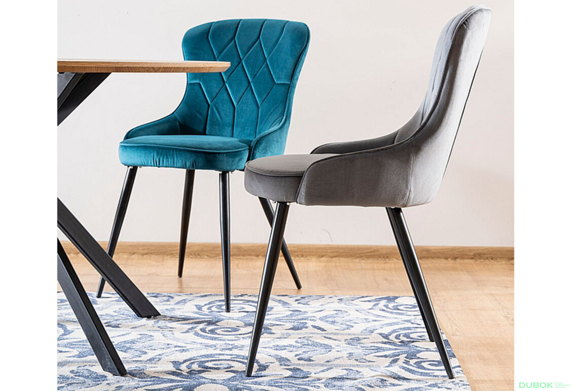 Obrázek 5 - Židle Lotus Velvet šedý Bluvel 14, kov černá matná