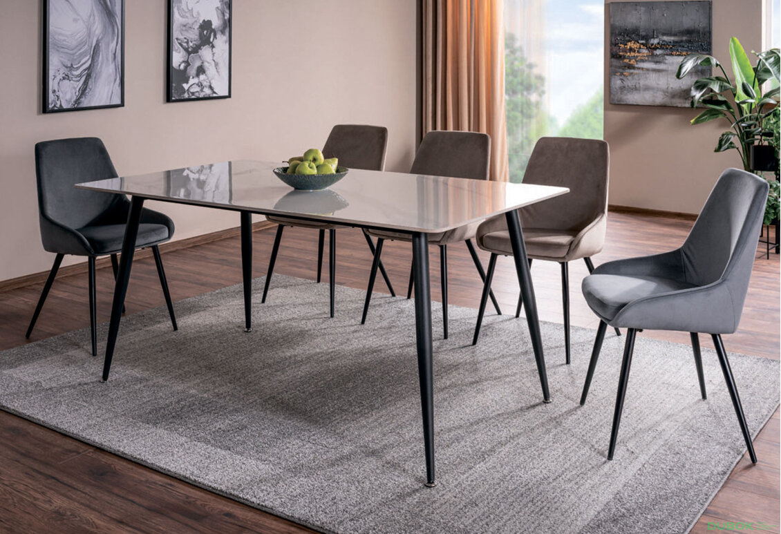 Stůl Rion 160x90 + 5 židle Cobe Velvet Bluvel 14 / 40