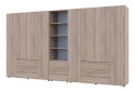 Obrázek 1 - Skříň osmidveřová s regálem se zásuvkami Gelar 370 cm dub sonoma