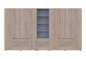 Obrázek 3 - Skříň osmidveřová s regálem se zásuvkami Gelar 370 cm dub sonoma