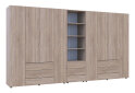 Obrázek 4 - Skříň osmidveřová s regálem se zásuvkami Gelar 370 cm dub sonoma