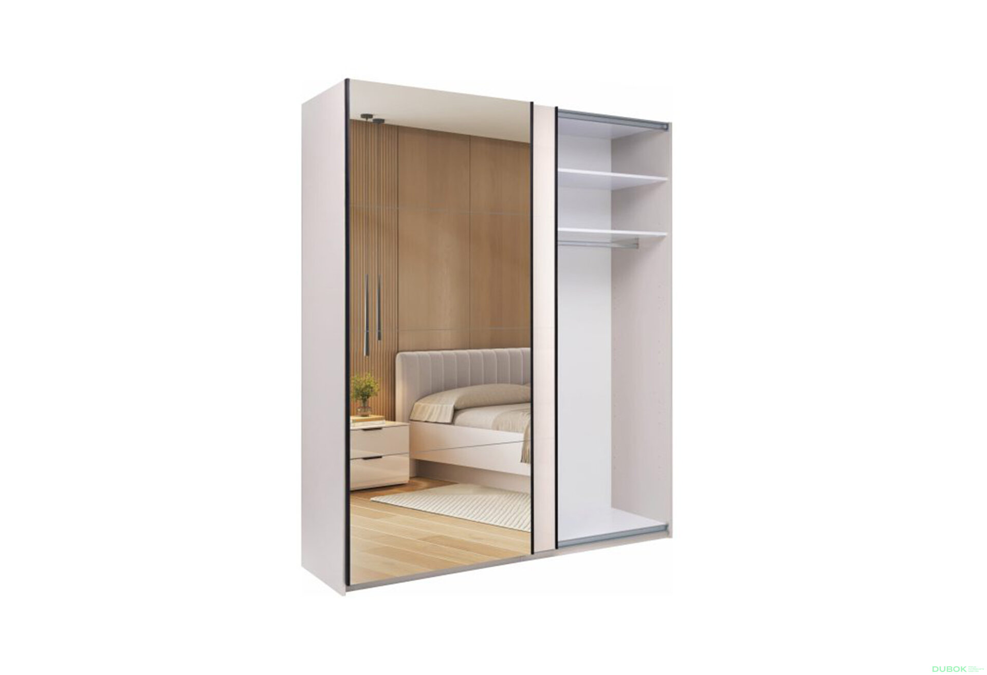Obrázek 4 - Skříň s posuvnými dveřmi 2.0х2.4m (Dveře kašmírový lesk/Zrcadlo) Lori