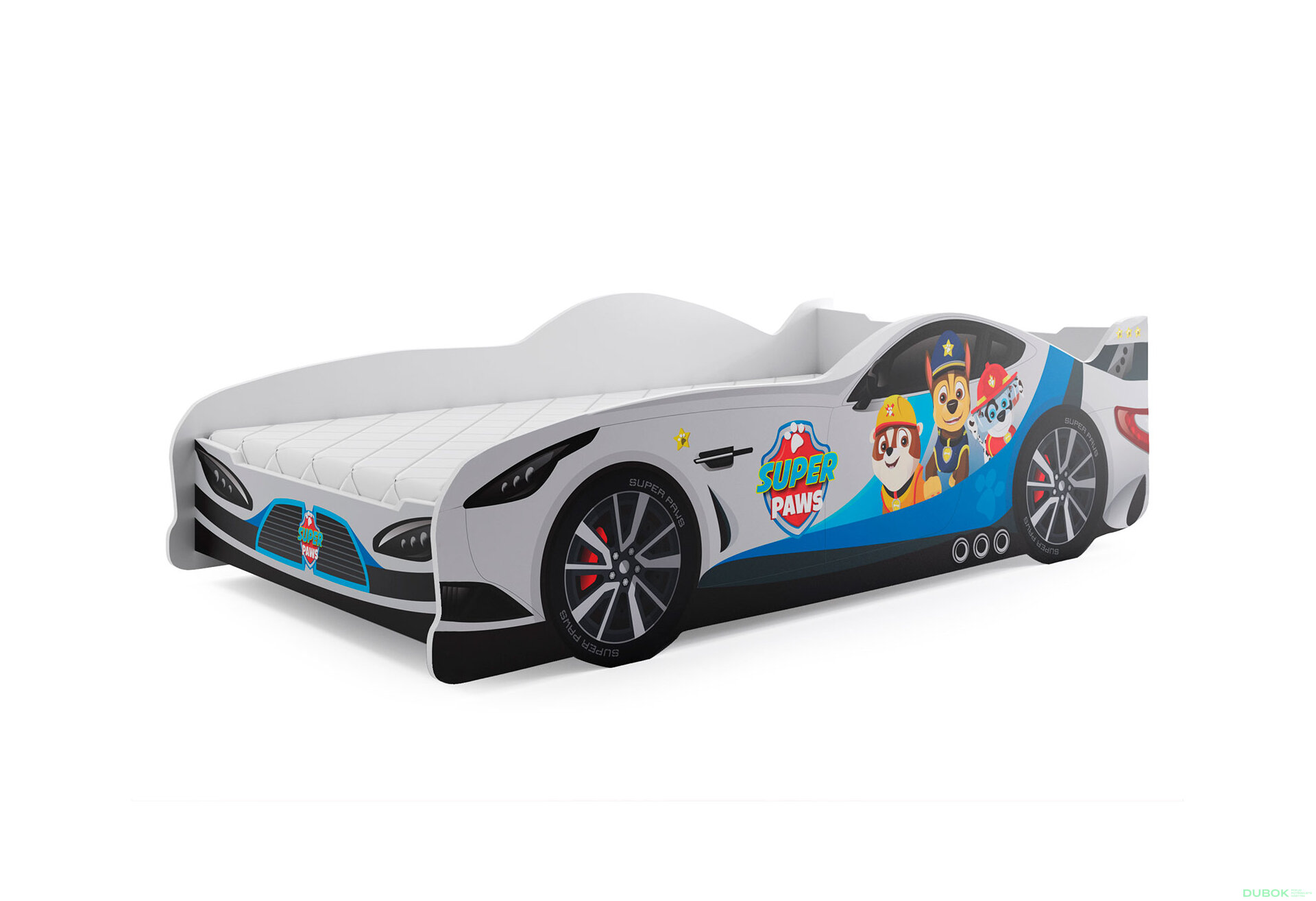 Obrázek 1 - Postel pro děti Cars 80x160 s roštem Tlapková patrola