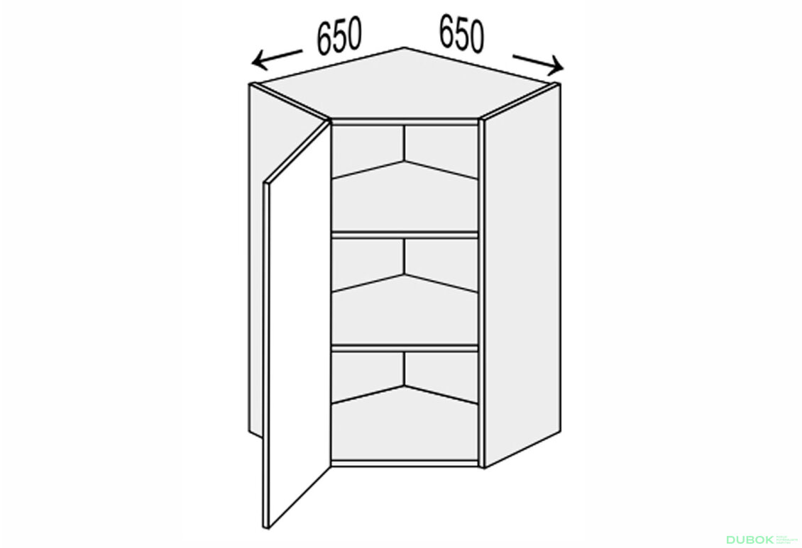 Vrchní roh 45°/900 (650x650) 1dveře Mary