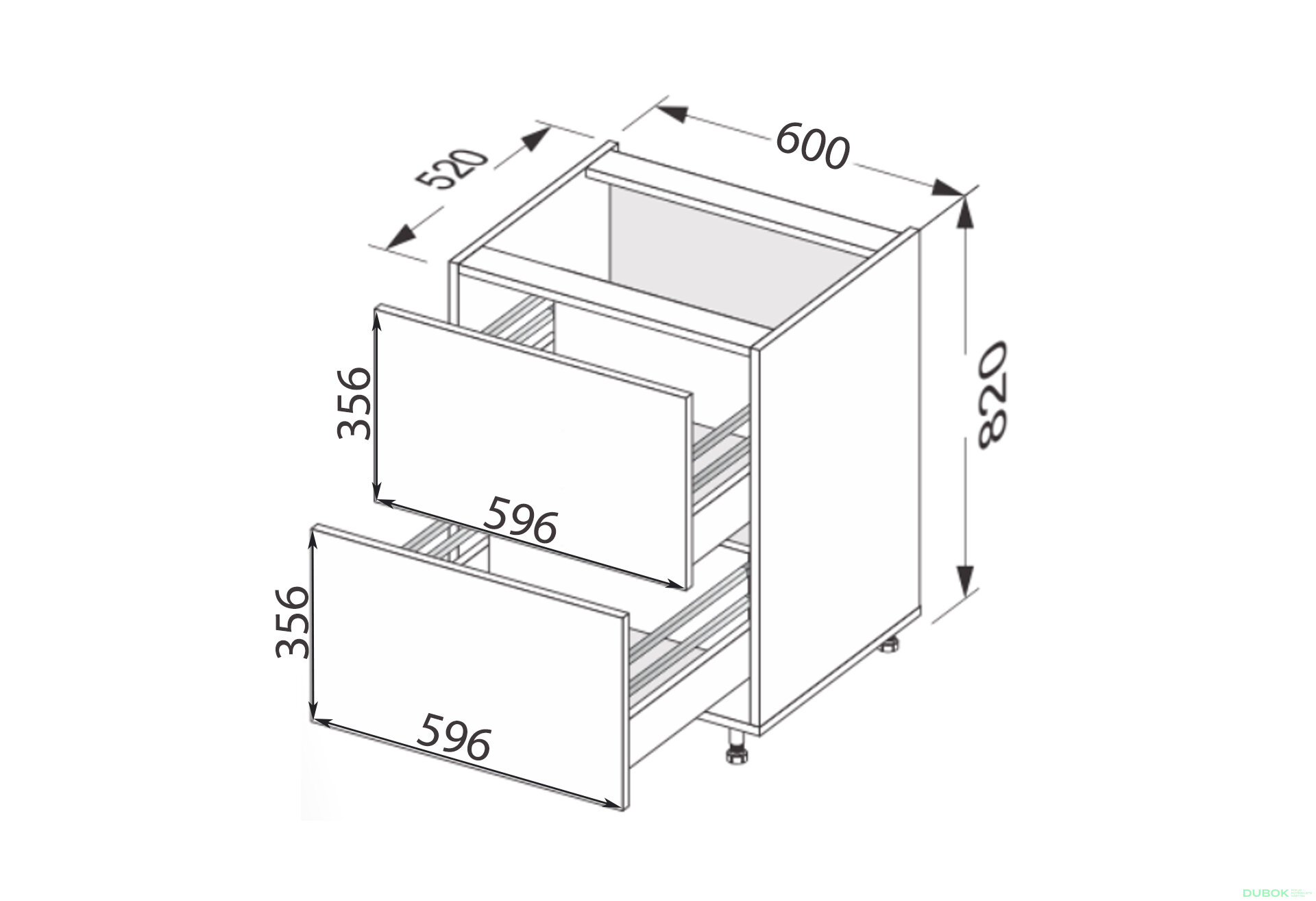 Obrázek 2 - Spodní skříňka 60N2ŠH/820 Pro Hettich Mary