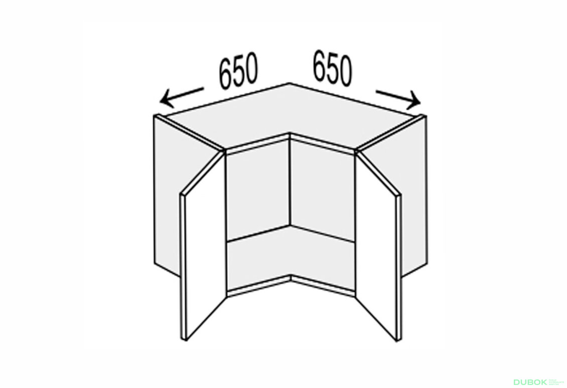 Vrchní roh V 90°/450 2dveře Pro Blum Mary