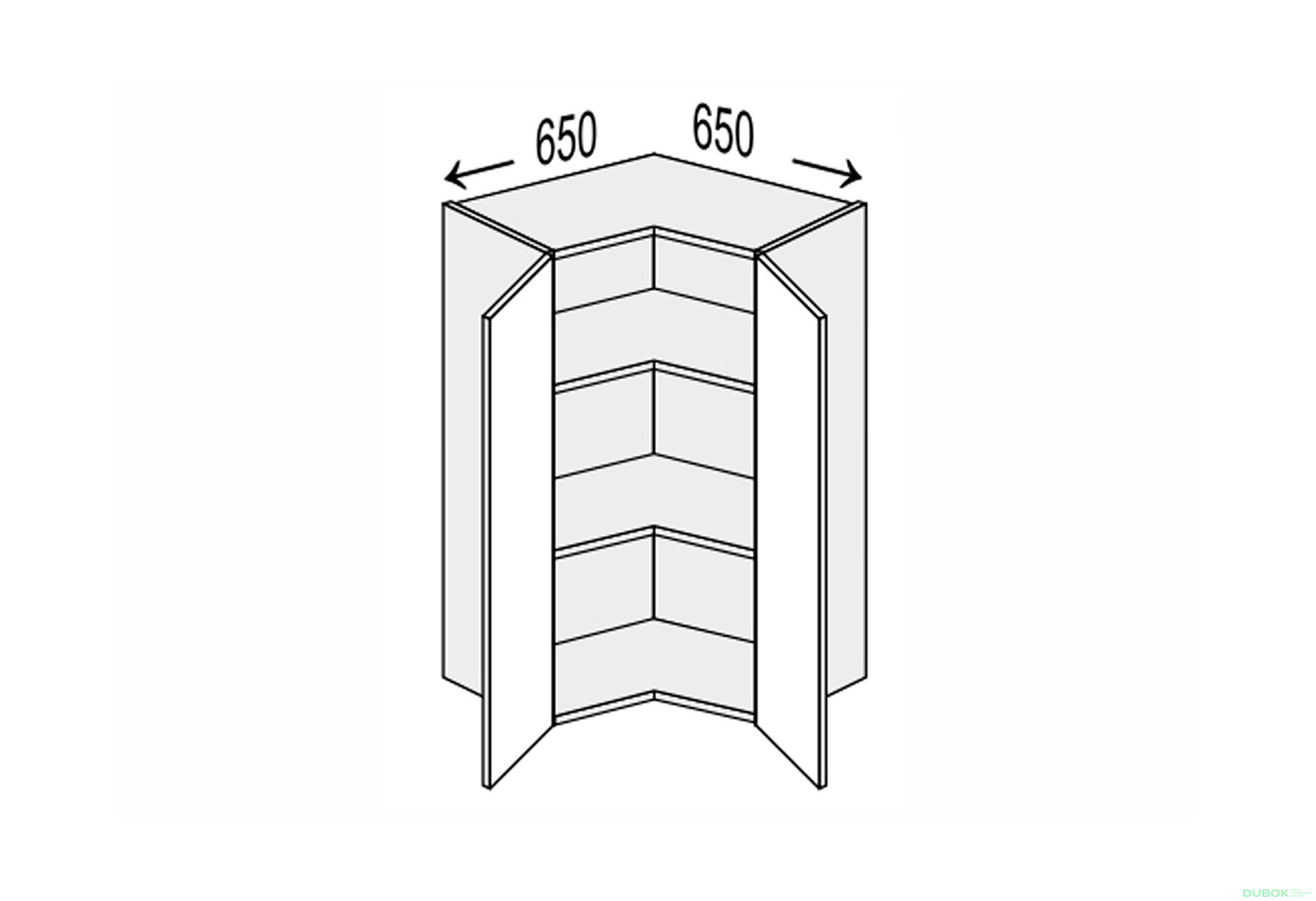 Obrázek 1 - Vrchní roh V 90°/900 2dv Pro Blum Mary