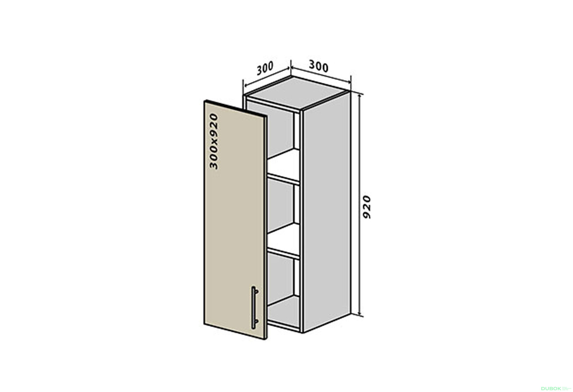 Obrázek 1 - V42 Skříňka 1D 30 Prajm Lux / Prime Luxe
