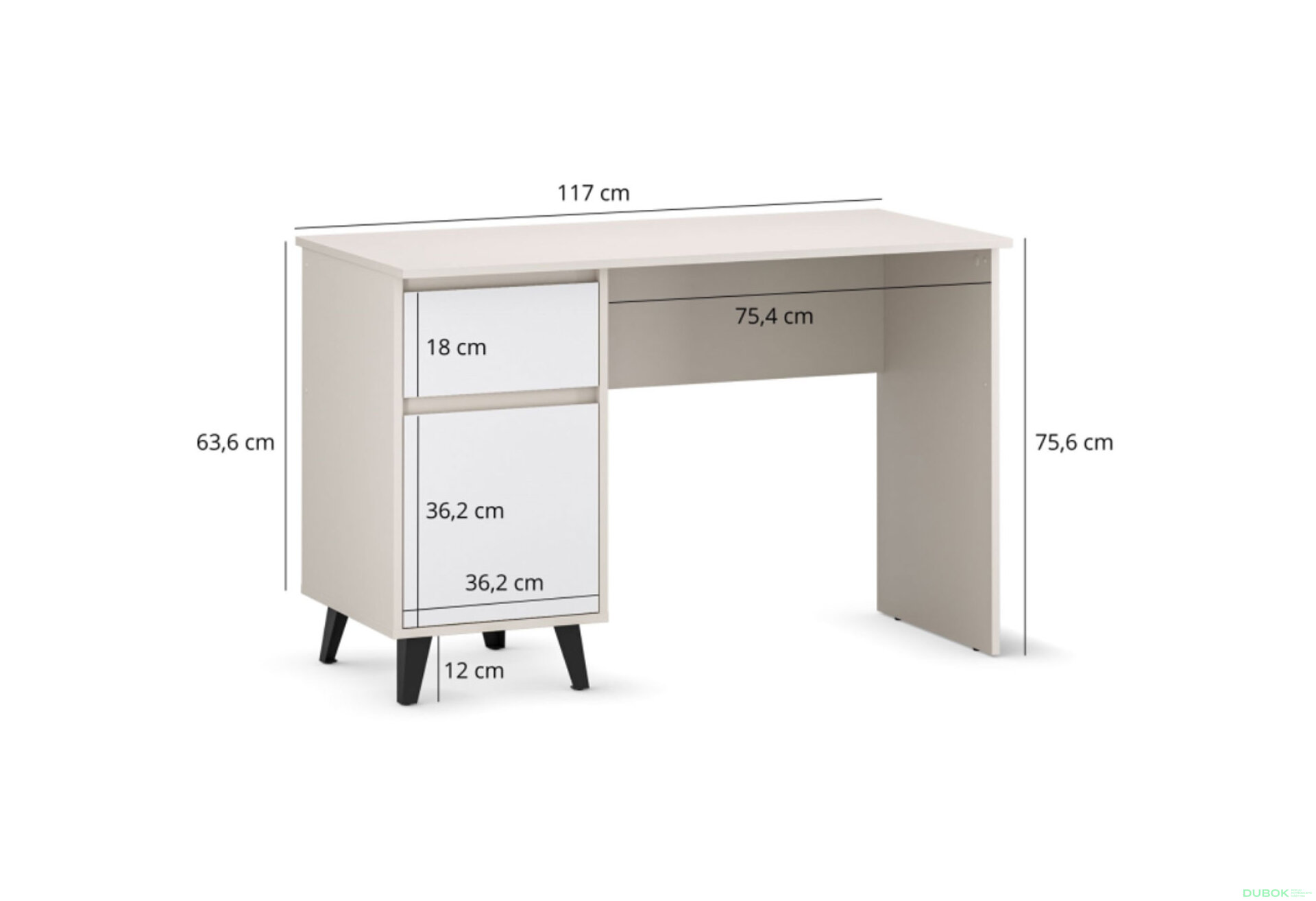 Obrázek 7 - Psací stůl BORG 1d1s/120 kašmír / bílý