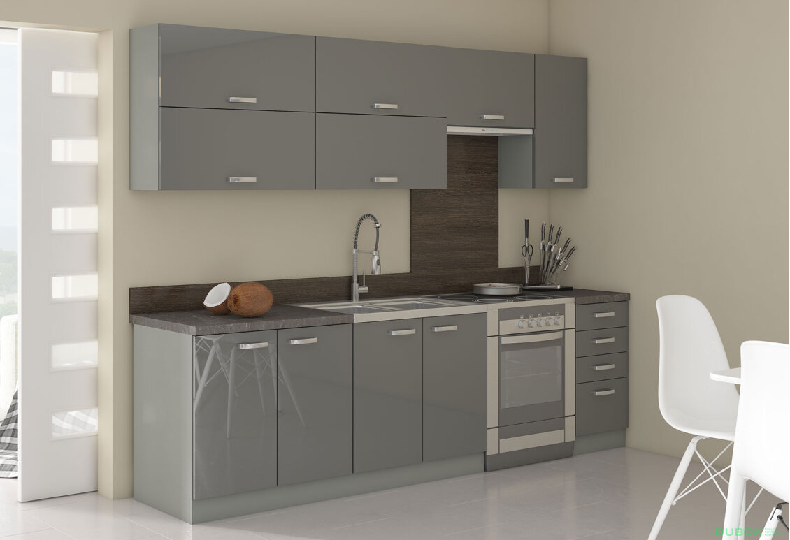 Obrázek 4 - Modulární kuchyně Grey šedý platinový / šedý lesk