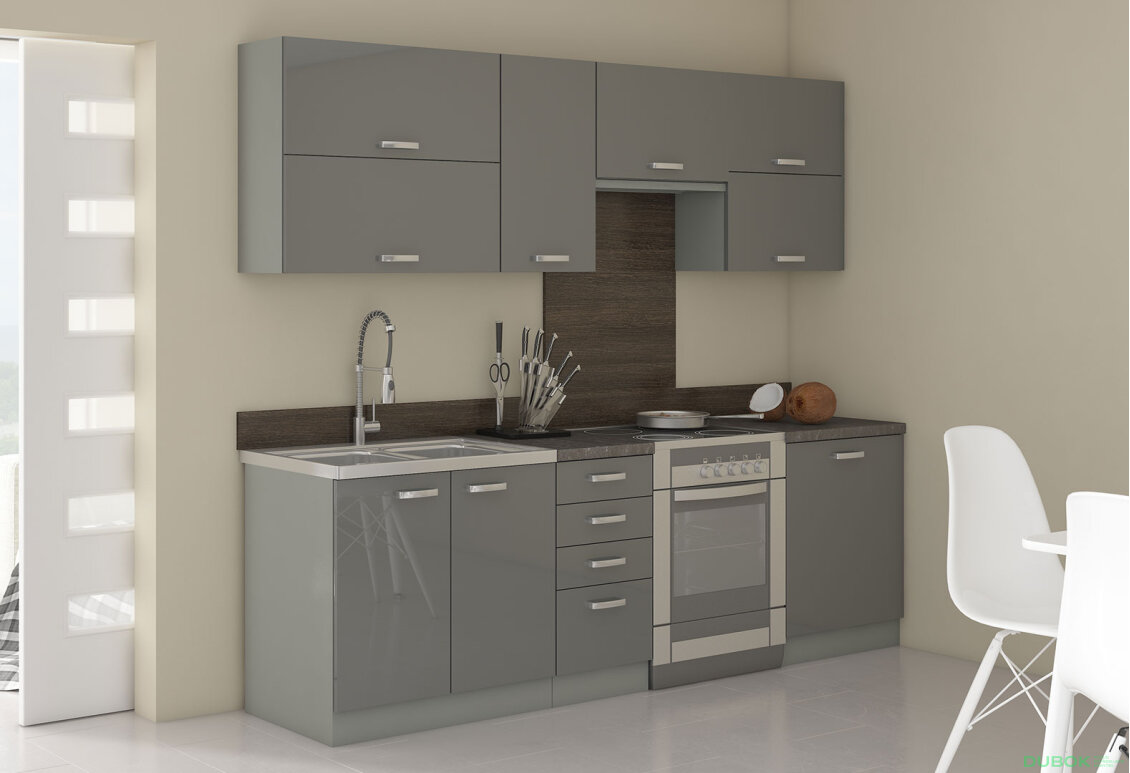 Obrázek 5 - Modulární kuchyně Grey šedý platinový / šedý lesk