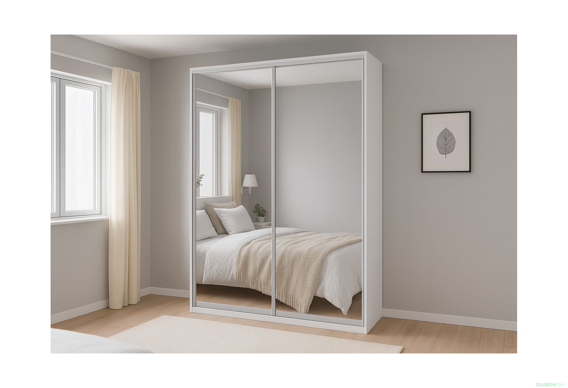 Obrázek 2 - Skříň 2D 1500x2400x600, 2 zrcadla, bílá