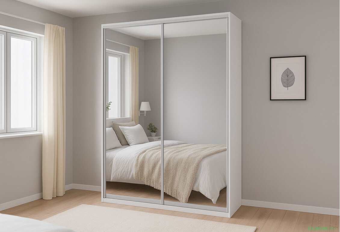 Obrázek 2 - Skříň 2D 1500x2400x600, 2 zrcadla, bílá