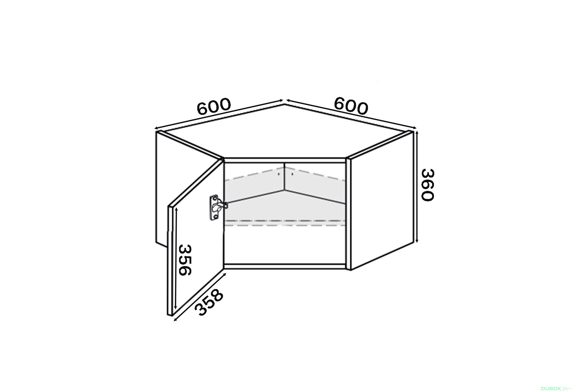 Obrázek 2 - Vrchní roh 45°/360 (600x600) 1dv. Pro Blum Vintage
