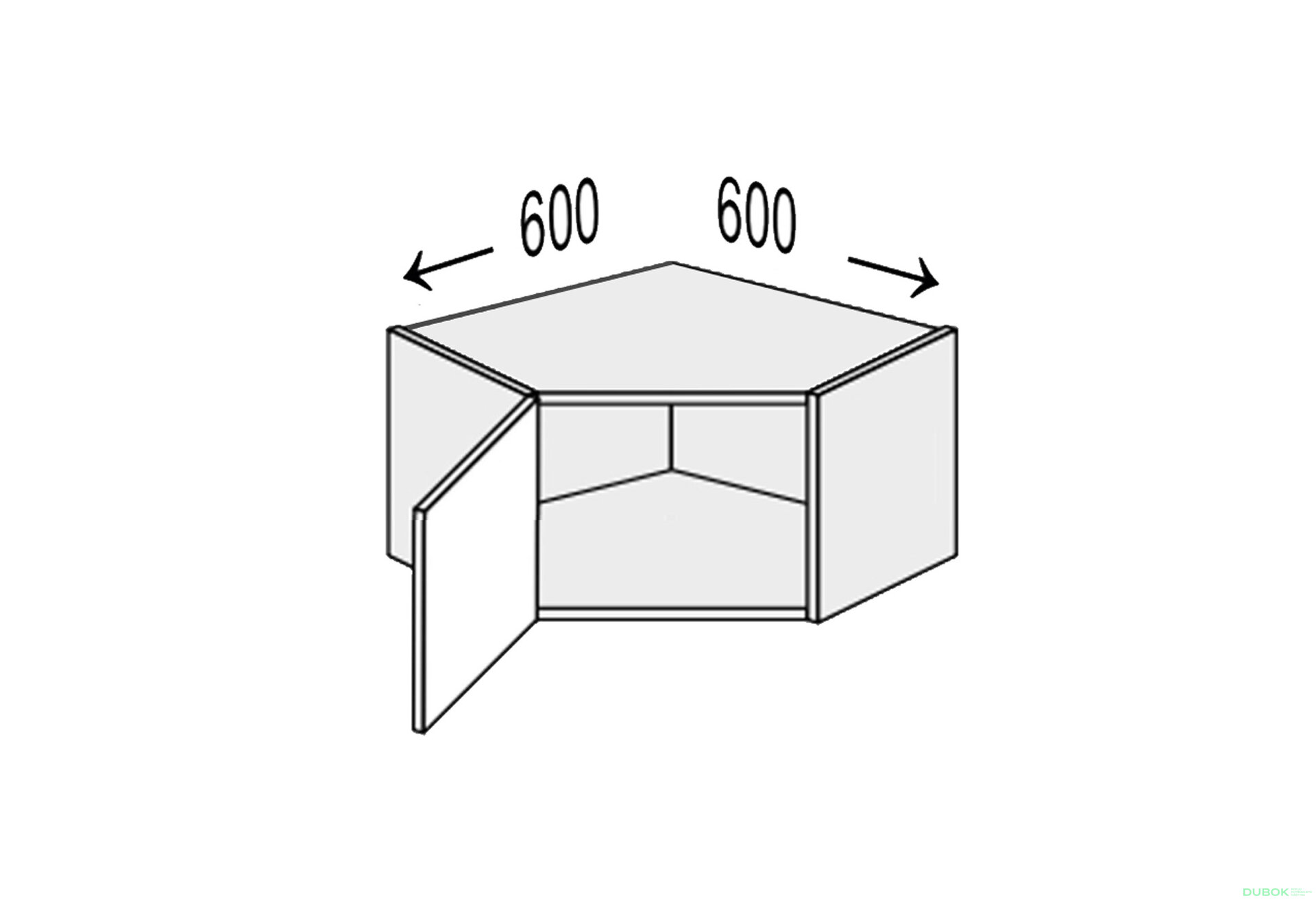 Obrázek 1 - Vrchní roh 45°/360 (600x600) 1dv. Pro Blum Vintage