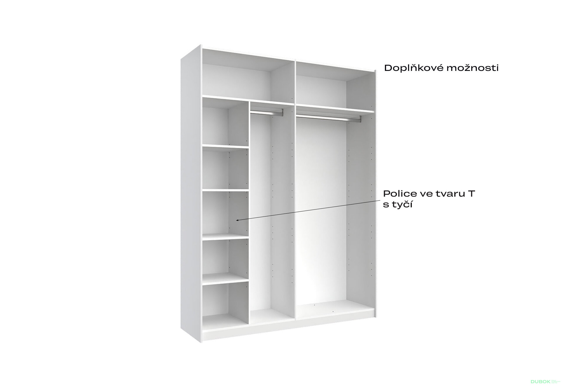 Obrázek 7 - Korpus skříně 4dv Bílý lesk Idea