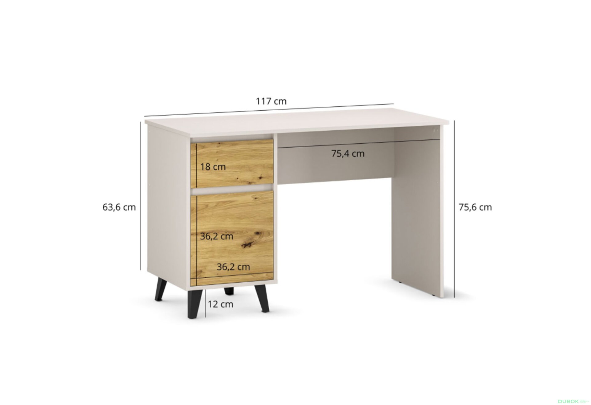 Obrázek 6 - Psací stůl BORG 1d1s/120 kašmír / dub artisan