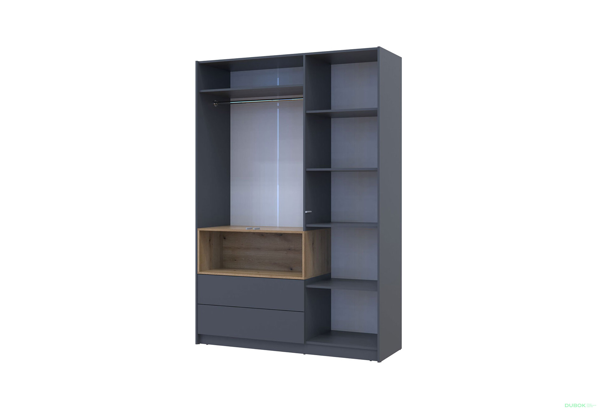 Obrázek 6 - Skříň třídveřová Dale 150x52x220 cm grafit / dub evoke