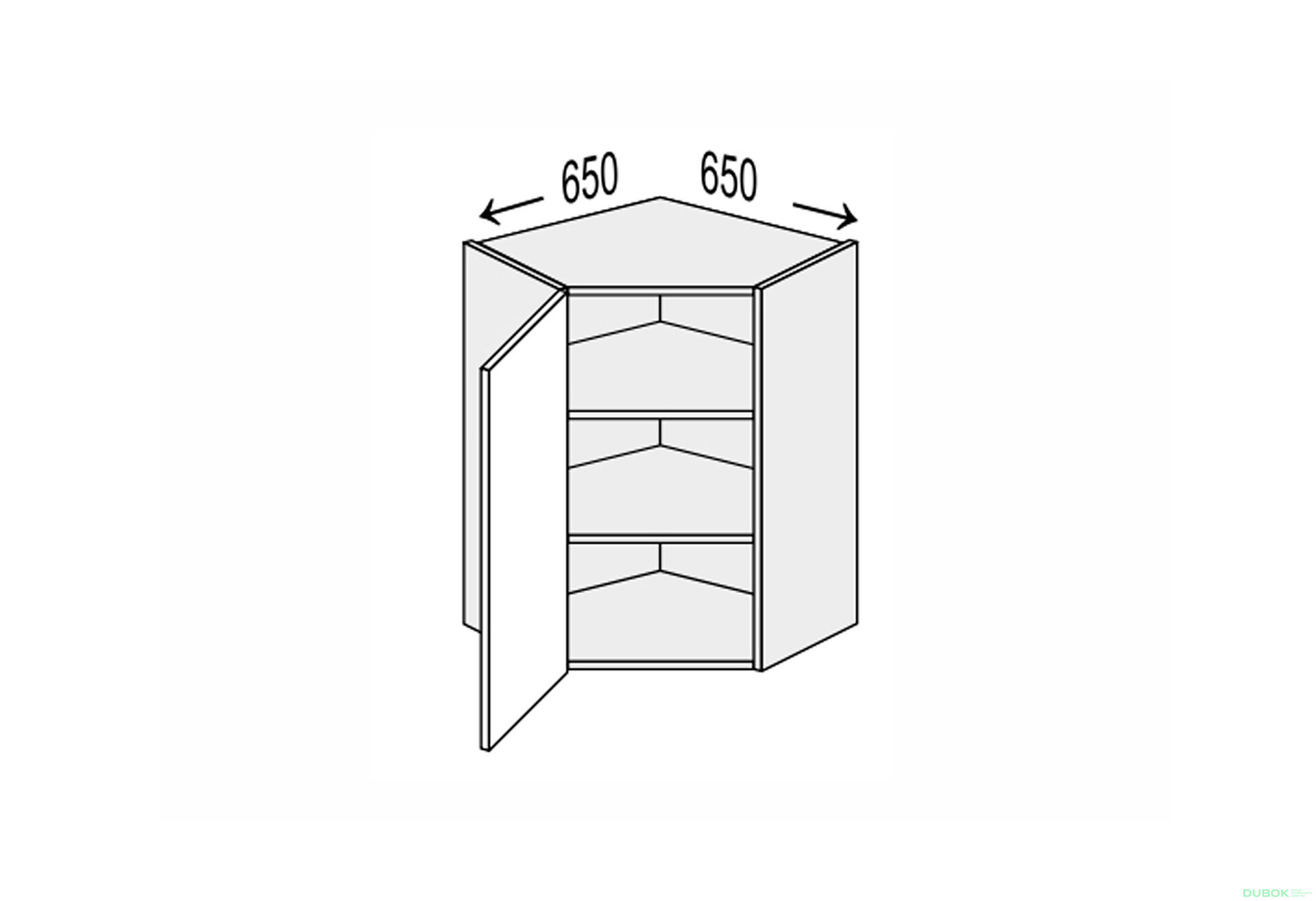 Obrázek 1 - Vrchní roh 45°/720 (650x650) 1dveře Vintage