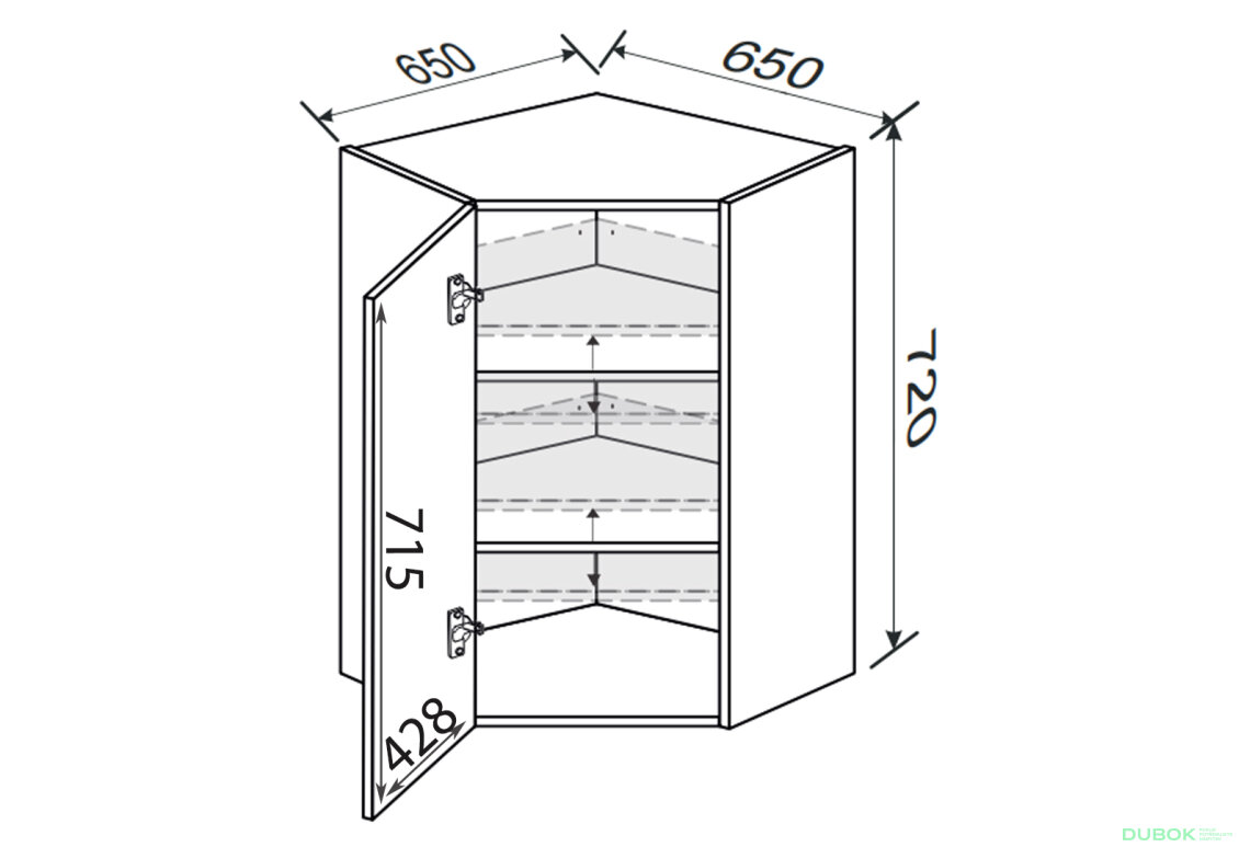 Obrázek 2 - Vrchní roh 45°/720 (650x650) 1dveře Vintage