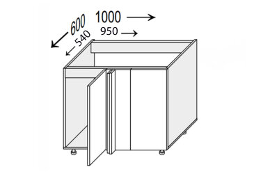 Obrázek Spodní roh H 90°/820x1000x600 1dv levý