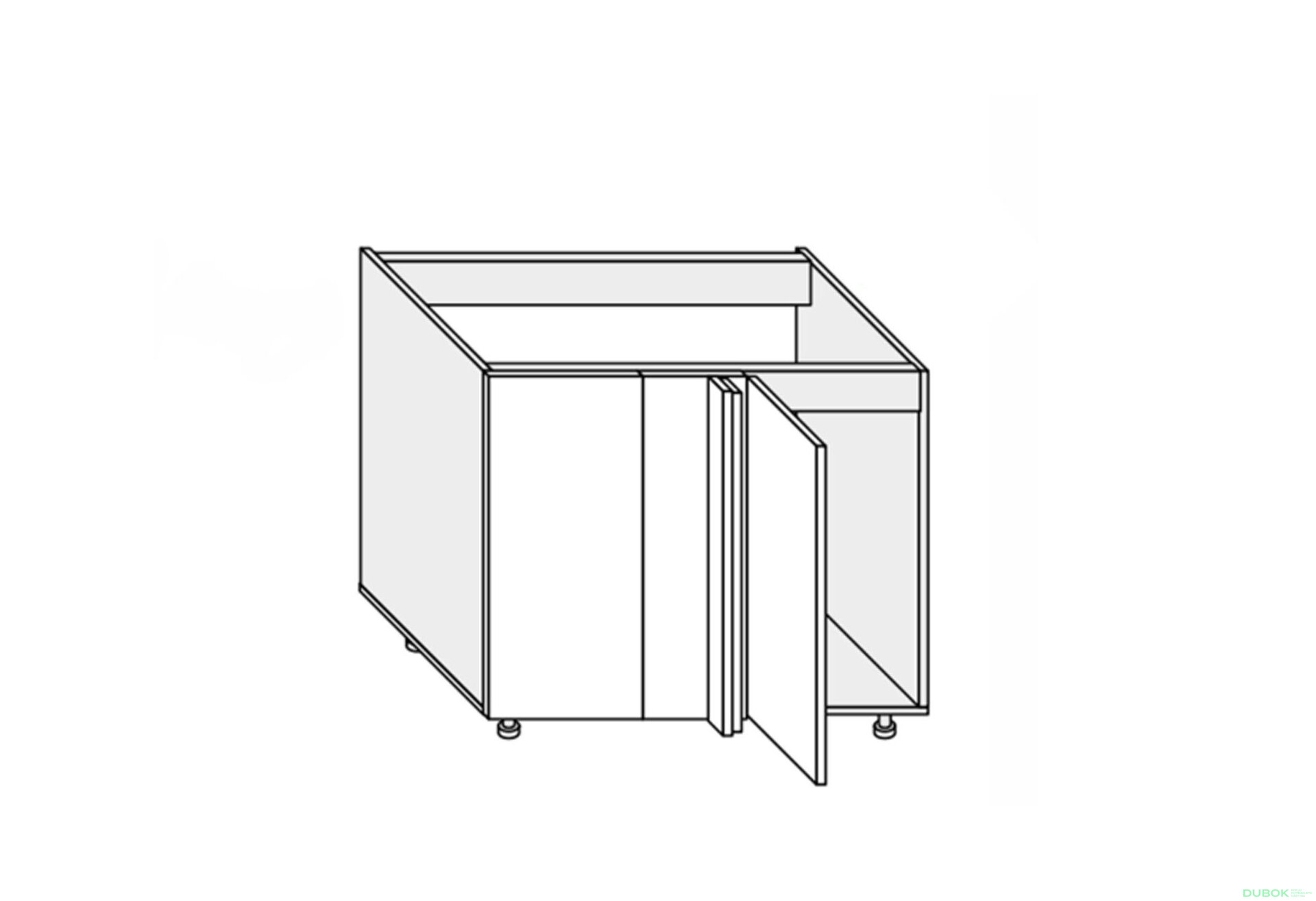 Obrázek 2 - Spodní roh H 90°/820x1000x600 1dveře Pro Blum pravý Millenium Premium