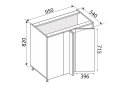Obrázek 3 - Spodní roh H 90°/820x1000x600 1dveře Pro Blum pravý Millenium Premium