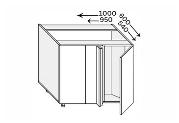 Spodní roh H 90°/820x1000x600 1dveře Pro Blum pravý Millenium Premium