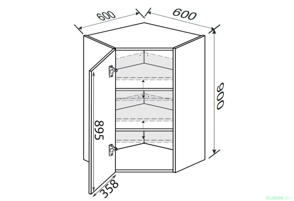 Obrázek 2 - Vrchní roh V 45°/900 (600x600) 1dv Leo