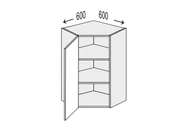 Obrázek Vrchní roh 45°/720 (600x600) 1 dvířka levý