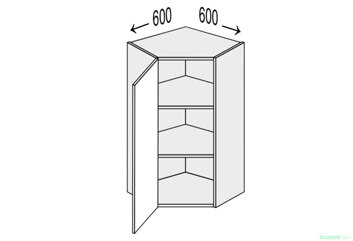 Obrázek 3 - Vrchní roh 45°/900 (600x600) 1dveře pravé Millenium