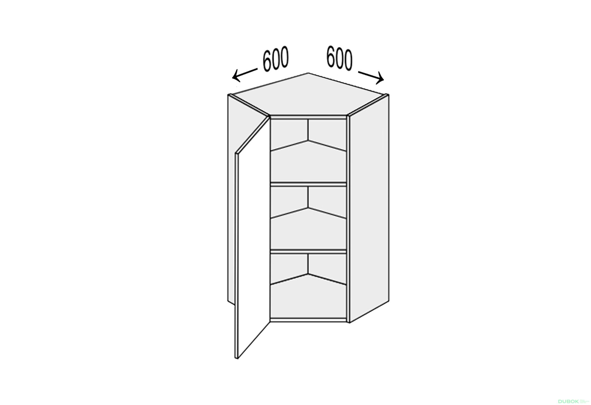 Obrázek 1 - Vrchní roh V 45°/900 (600x600) 1dv Mary