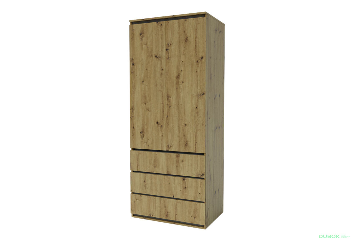Skříň Idea 800/2100/570 tyč dub artisan / šedý grafit