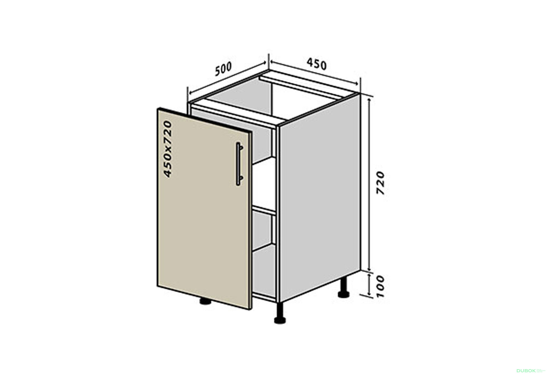 Obrázek 1 - N4 Skříňka 1D 45 Prajm Lux / Prime Luxe
