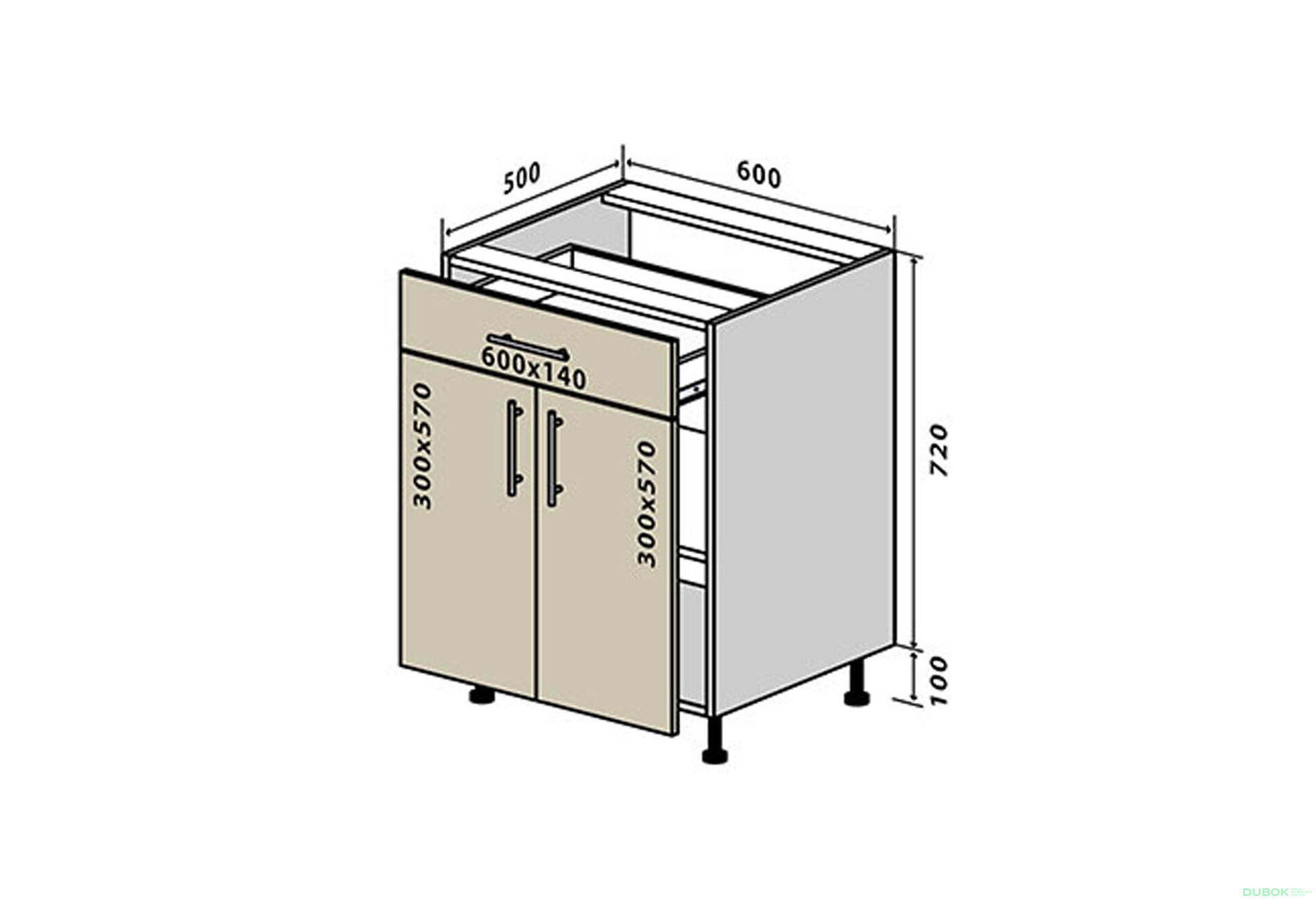 Obrázek 1 - N30 Skříňka 1Š2D 60 Prajm Lux / Prime Luxe