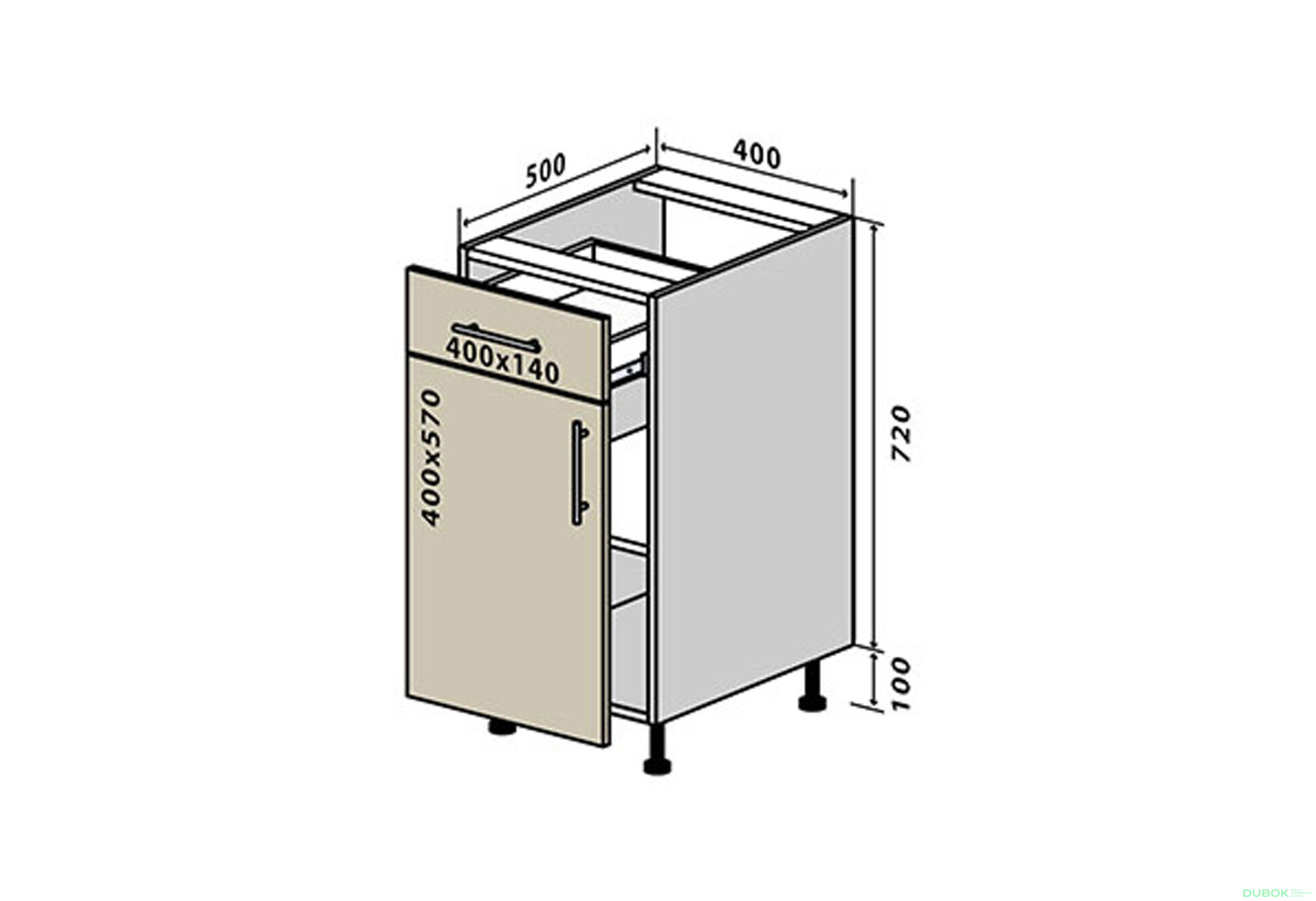 Obrázek 1 - N23 Skříňka 1Š1D 40 Prajm Lux / Prime Luxe